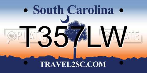 T357LW South Carolina License Plate