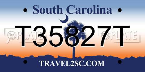 T35827T South Carolina License Plate