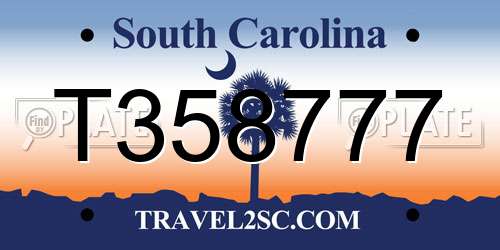 T358777 South Carolina License Plate