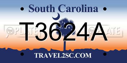 T3624A South Carolina License Plate