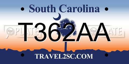 T362AA South Carolina License Plate
