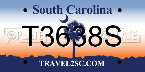 T3638S South Carolina License Plate