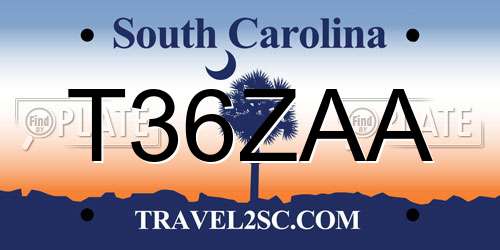 T36ZAA South Carolina License Plate