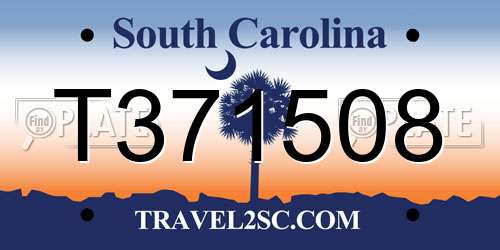 T371508 South Carolina License Plate