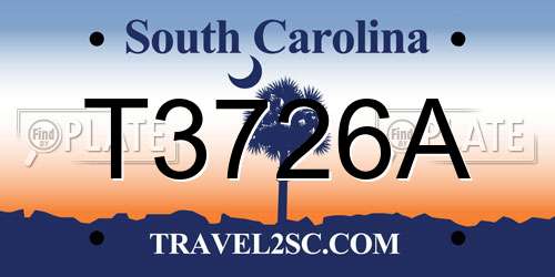 T3726A South Carolina License Plate