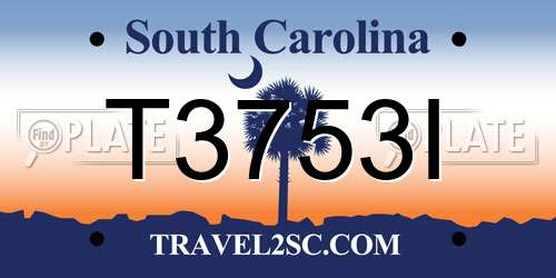 T3753I South Carolina License Plate