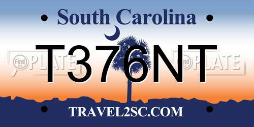 T376NT South Carolina License Plate