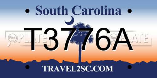 T3776A South Carolina License Plate
