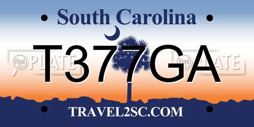 T377GA South Carolina License Plate