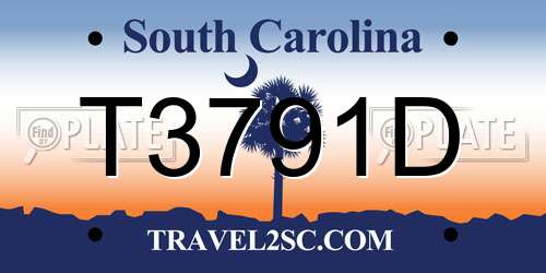 T3791D South Carolina License Plate