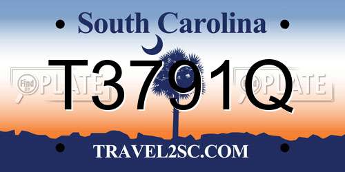 T3791Q South Carolina License Plate
