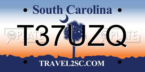 T37UZQ South Carolina License Plate