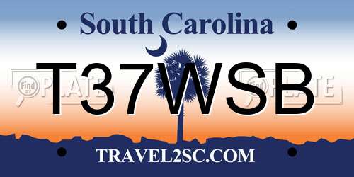 T37WSB South Carolina License Plate