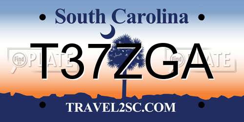 T37ZGA South Carolina License Plate