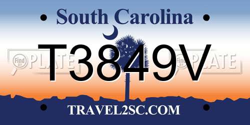 T3849V South Carolina License Plate
