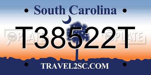 T38522T South Carolina License Plate