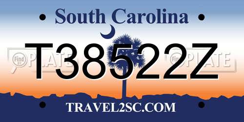 T38522Z South Carolina License Plate