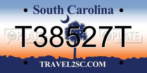 T38527T South Carolina License Plate