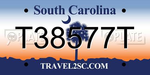 T38577T South Carolina License Plate