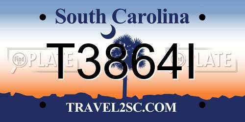 T3864I South Carolina License Plate