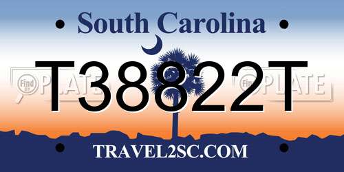 T38822T South Carolina License Plate