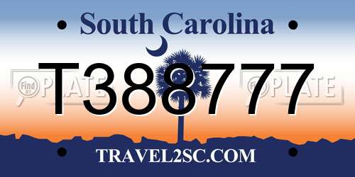 T388777 South Carolina License Plate