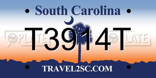 T3914T South Carolina License Plate
