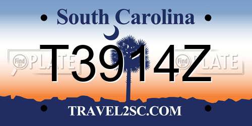T3914Z South Carolina License Plate