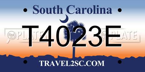 T4023E South Carolina License Plate