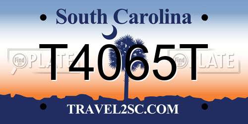 T4065T South Carolina License Plate