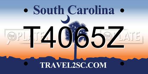 T4065Z South Carolina License Plate