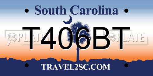 T406BT South Carolina License Plate