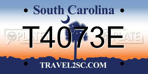 T4073E South Carolina License Plate