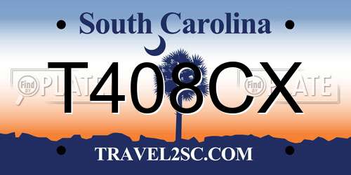 T408CX South Carolina License Plate