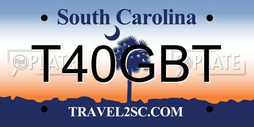 T40GBT South Carolina License Plate
