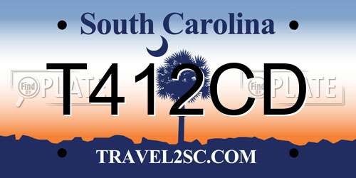 T412CD South Carolina License Plate
