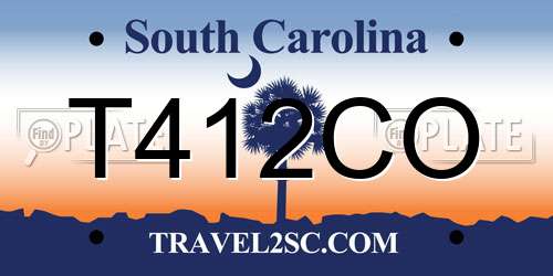 T412CO South Carolina License Plate