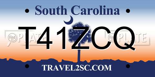 T41ZCQ South Carolina License Plate