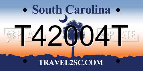 T42004T South Carolina License Plate