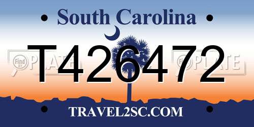 T426472 South Carolina License Plate