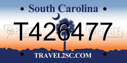 T426477 South Carolina License Plate