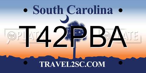 T42PBA South Carolina License Plate