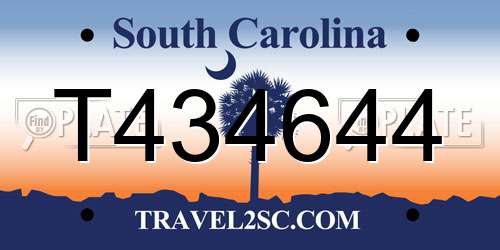 T434644 South Carolina License Plate