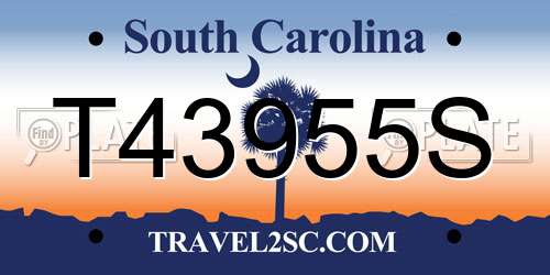 T43955S South Carolina License Plate