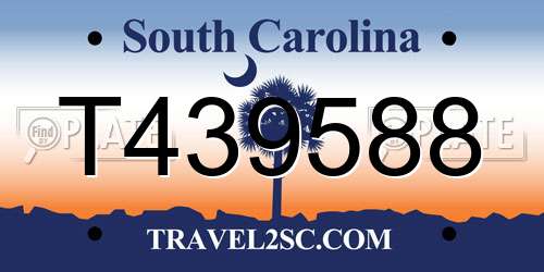 T439588 South Carolina License Plate