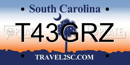 T43GRZ South Carolina License Plate