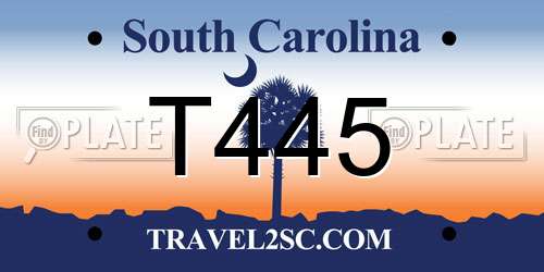T445 South Carolina License Plate