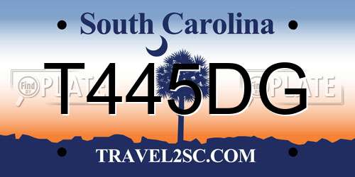 T445DG South Carolina License Plate