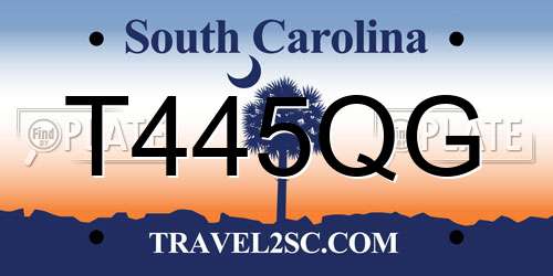 T445QG South Carolina License Plate