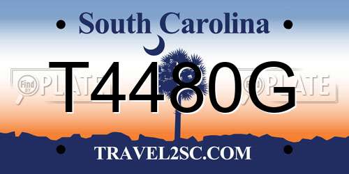 T4480G South Carolina License Plate